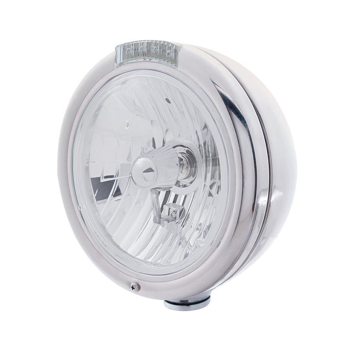 Chrome Classic Headlight Crystal H4 Bulb &amp; LED Turn Signal - Clear Lens