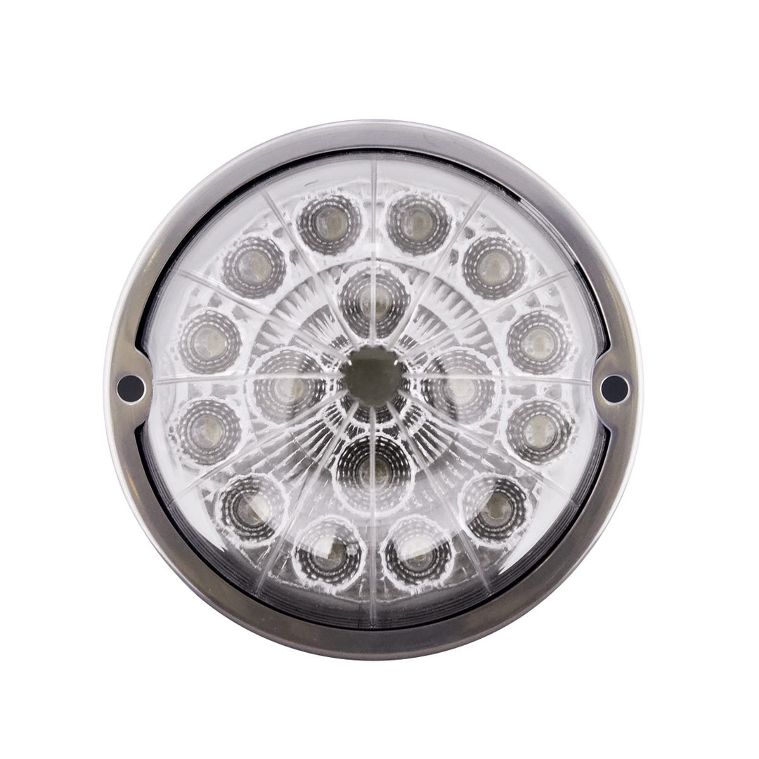 17 LED Watermelon Dual Function Double Fury Light Flush Mount Kit With Low Profile Stainless Steel Bezel - Red &amp; White LED