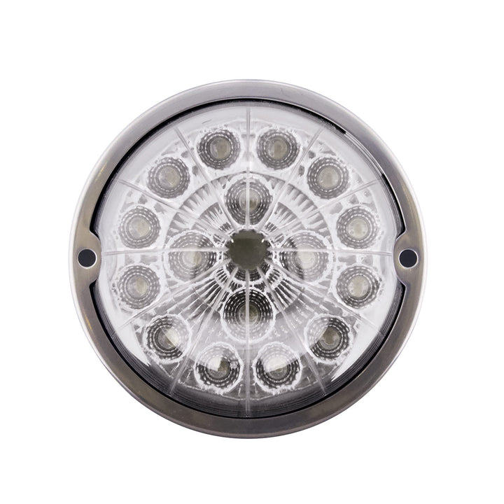 17 LED Watermelon Dual Function Double Fury Light Flush Mount Kit With Low Profile Stainless Steel Bezel - Red &amp; White LED