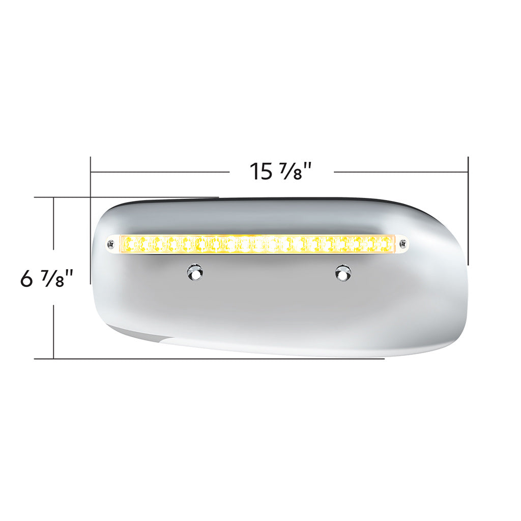 19 LED Rear Headlight Housing Cover For 2008-2023 Peterbilt 389 (Driver) - Amber LED/Clear Lens