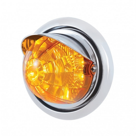 Front Bumper Light With 17 Amber LED Reflector Watermelon Light &amp; Visor For Freightliner Columbia - Amber Lens