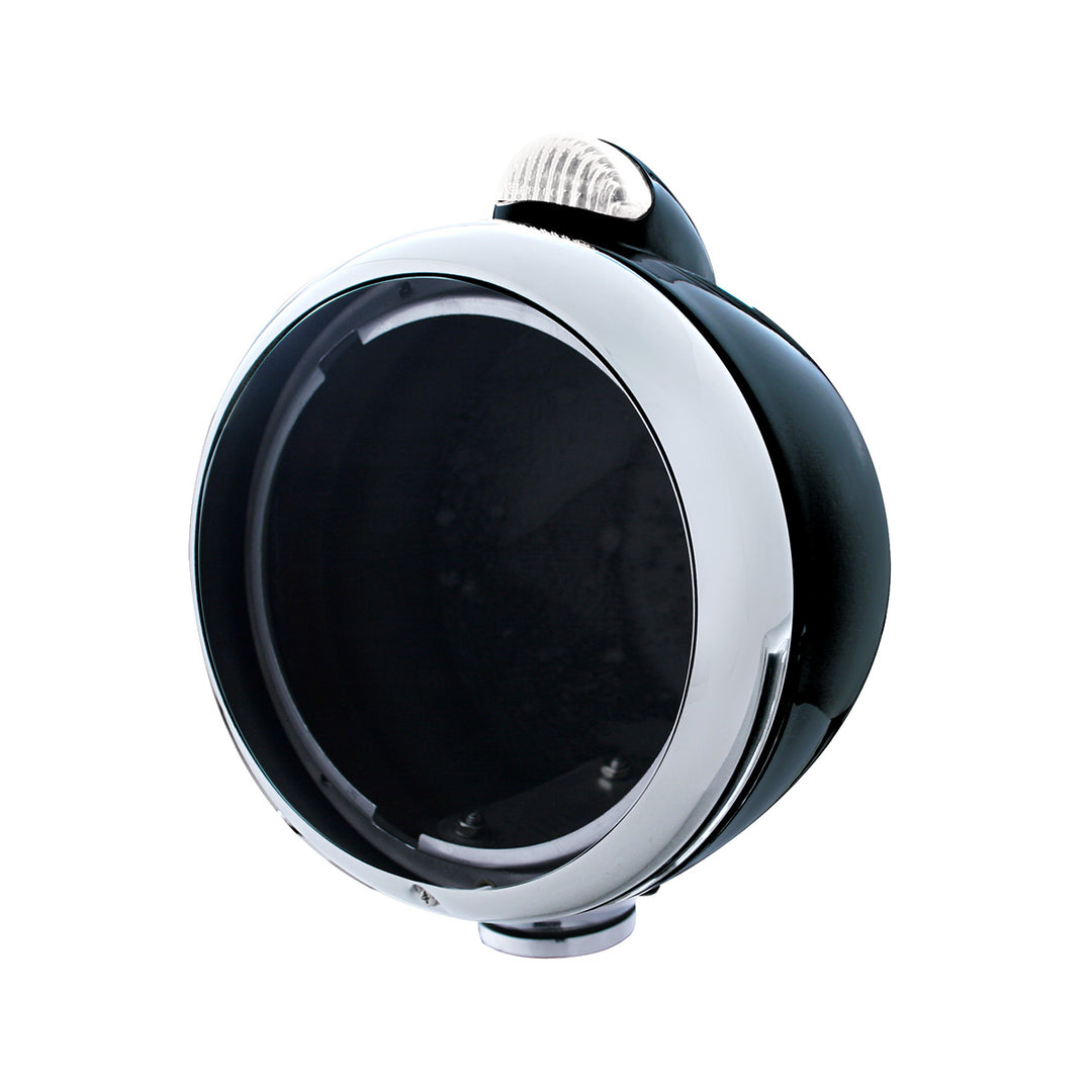 Black Guide 682-C Headlight No Bulb With LED Signal - Amber LED/Clear Lens