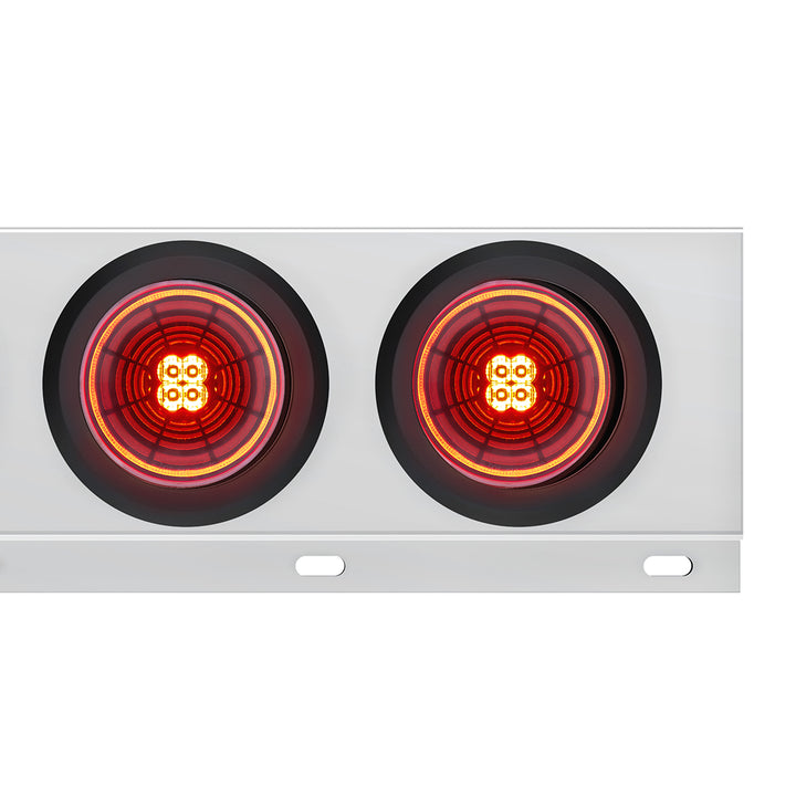 2" Bolt Pattern Stainless Steel Spring Loaded Bar With 6 x 4" 13 LED Abyss Lights - Red LED/Red Lens (Pair)
