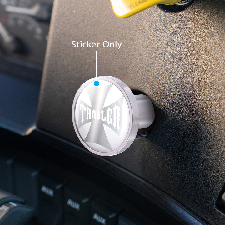 "Trailer" Maltese Cross Air Valve Knob Candy Color Sticker Only - Pearl White