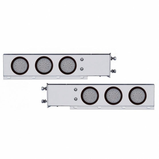 3-3/4" Bolt Pattern Stainless Steel Spring Loaded Bar With 6 x 36 LED 4" Lights - Red LED/Clear Lens (Pair)
