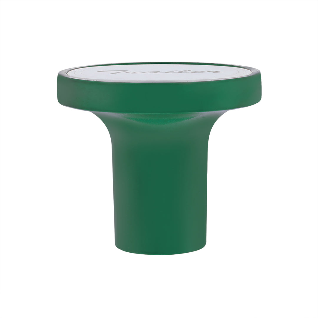 Aluminum Screw-On Air Valve Knob With Stainless Trailer Plaque - Emerald Green