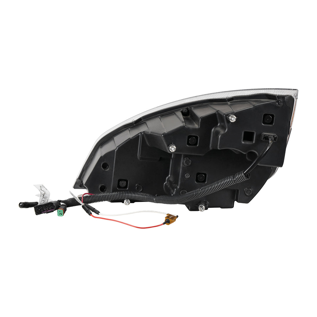 Black Quad - LED Headlight With LED DRL &amp; Seq. Signal For 2018-2024 Freightliner Cascadia - Passenger
