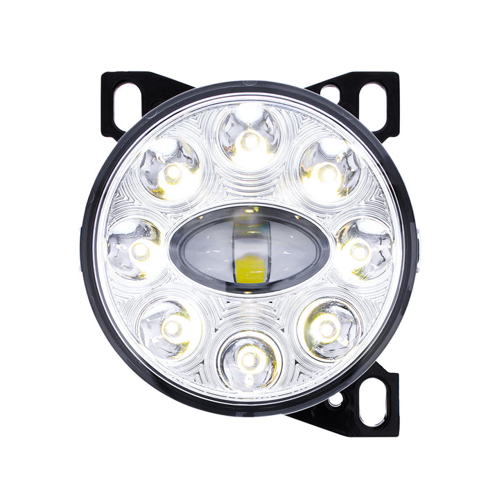 9 LED Projector Fog Light With LED Position Lights For Peterbilt 579/587 &amp; Kenworth T660 - Chrome