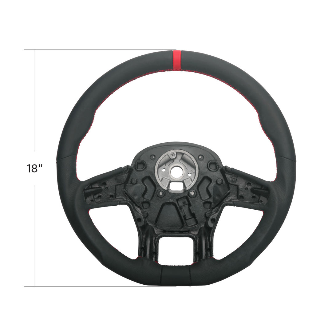 18" YourGrip GT PRO Leather Steering Wheel For 2012-2021 Peterbilt 579 &amp; 2013-2021 Kenworth T680 - Black