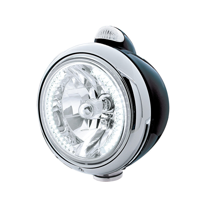 Black Guide 682-C Headlight H4 With White LED &amp; Dual Mode LED Signal - Clear Lens
