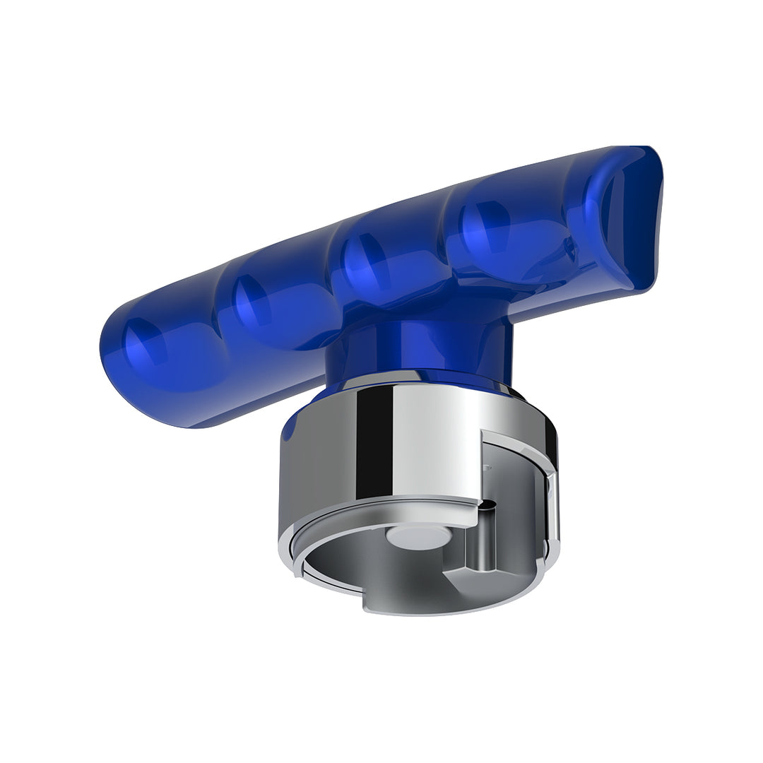 Thread-On T-Shape Gearshift Knob With Chrome 13/15/18 Speed Adapter - Indigo Blue