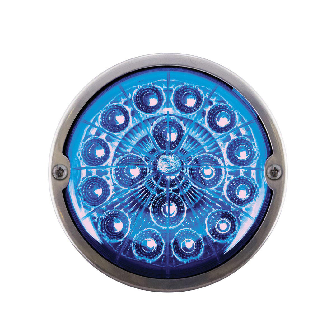 17 LED Watermelon Double Fury Light Torpedo Cab Light - Amber &amp; Blue LED/Clear Lens