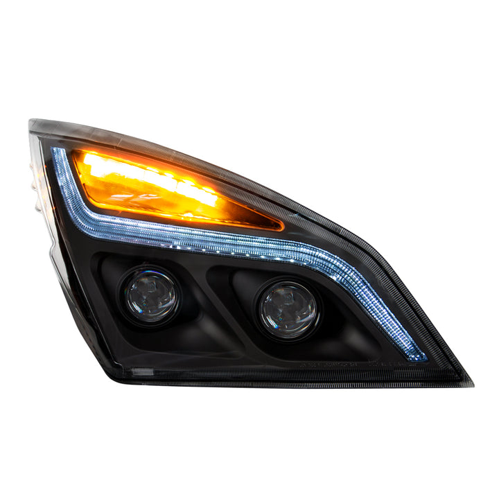 Black LED Projection Headlight With LED Position Light For 2018-2024 Freightliner Cascadia - Passenger