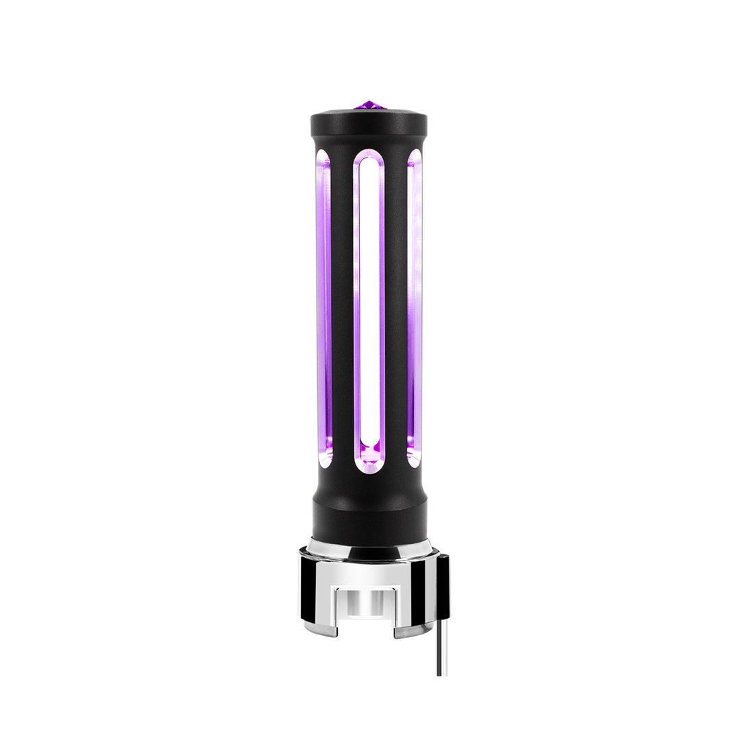 Thread-On Matte Black Sonoma Style Gearshift Knob With LED 13/15/18 Speed Adapter - Purple Crystal/Purple LED