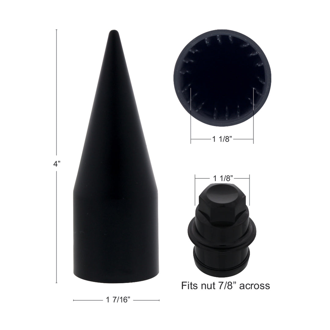 Matte Black Spike Hubcap Nut Cover For 2003-15 Chevy &amp; GMC Full Size Truck (Bulk)