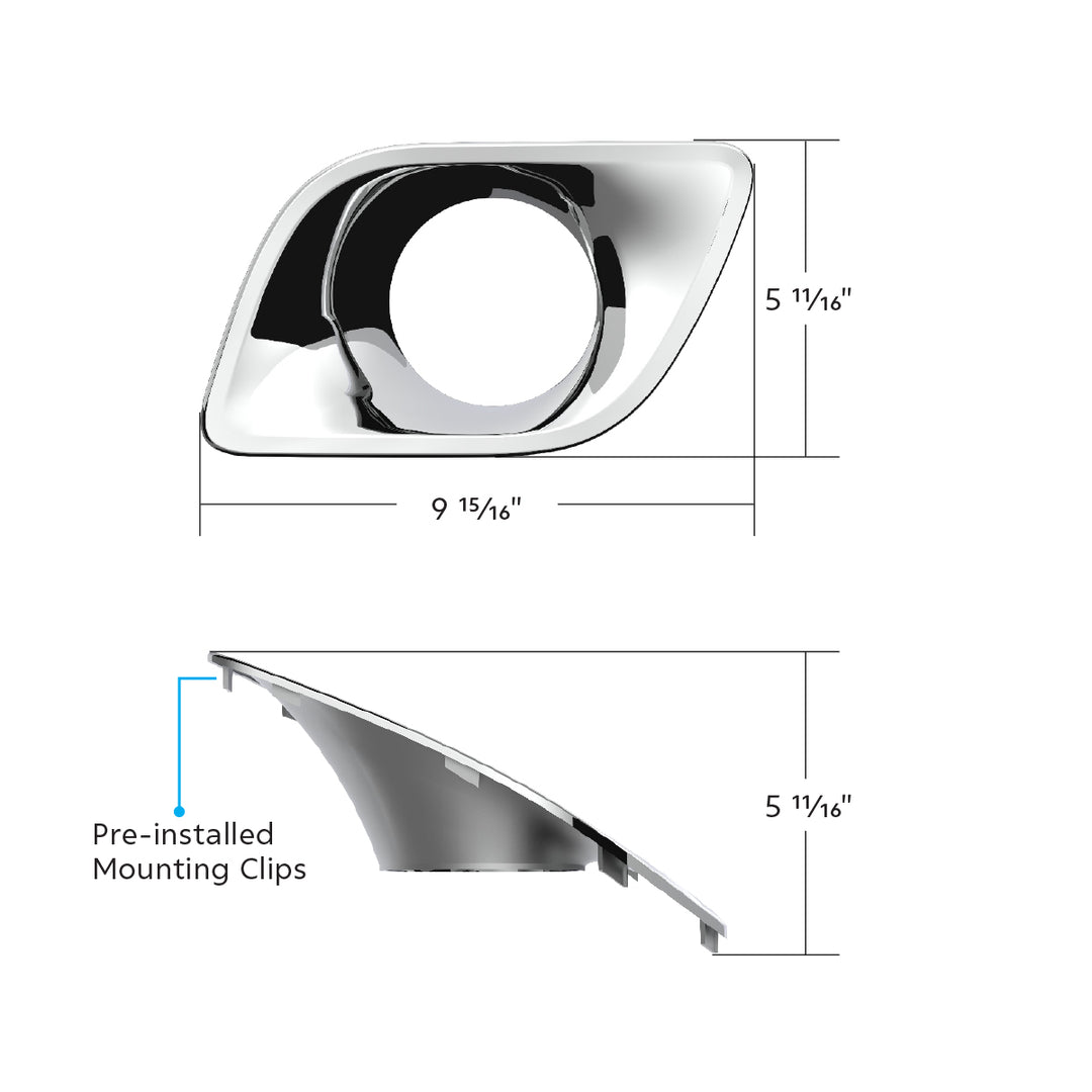 Chrome Plastic Fog Light Bezel For 2013-2021 Kenworth T680 - Driver