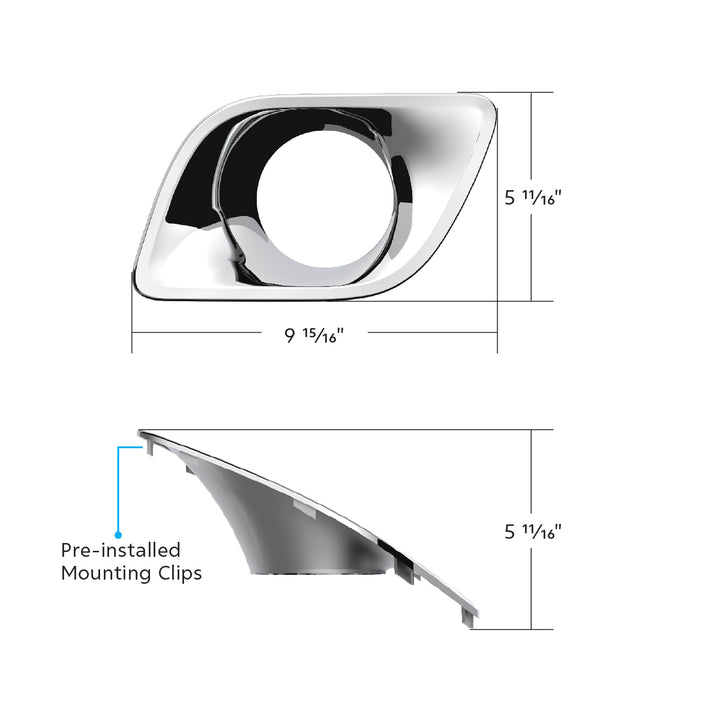 Chrome Plastic Fog Light Bezel For 2013-2021 Kenworth T680 - Driver