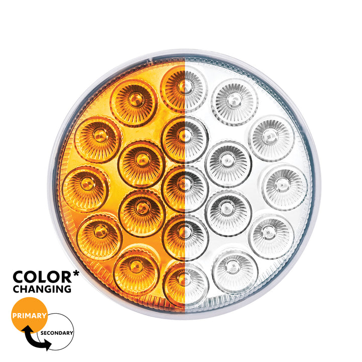 19 LED 4" Round Double Fury Light (Turn Signal) - Amber &amp; White LED/Clear Lens