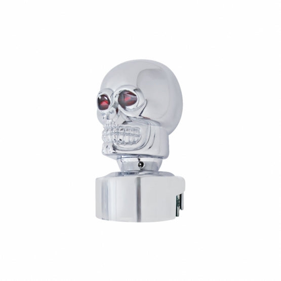 Skull Head Gearshift Knob With 13/15/18 Speed Adapter - Chrome