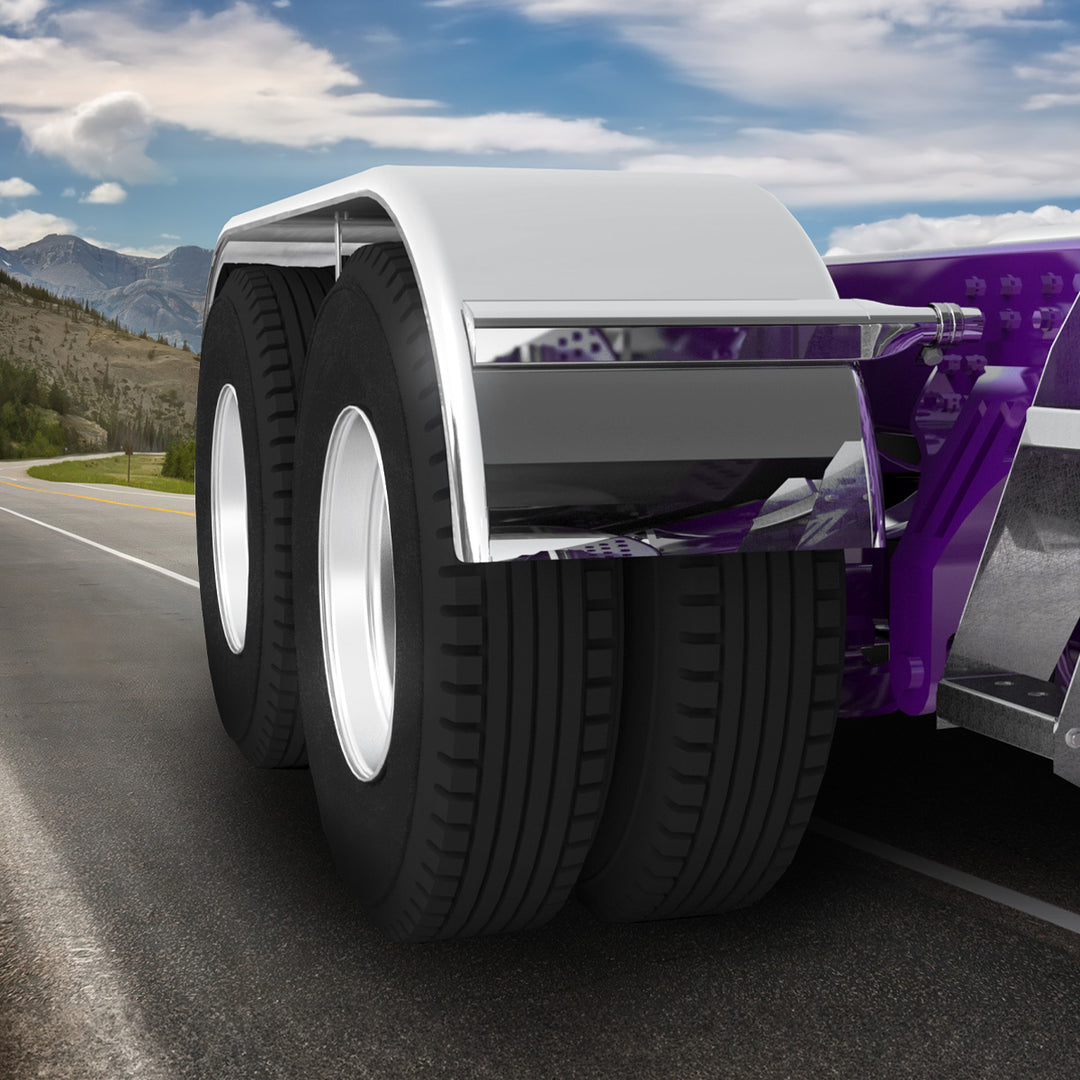120" 430 Stainless Steel (16ga) Roll Formed Edge Smooth Full Fender 54" Spread - Stainless Steel Series (Pair)