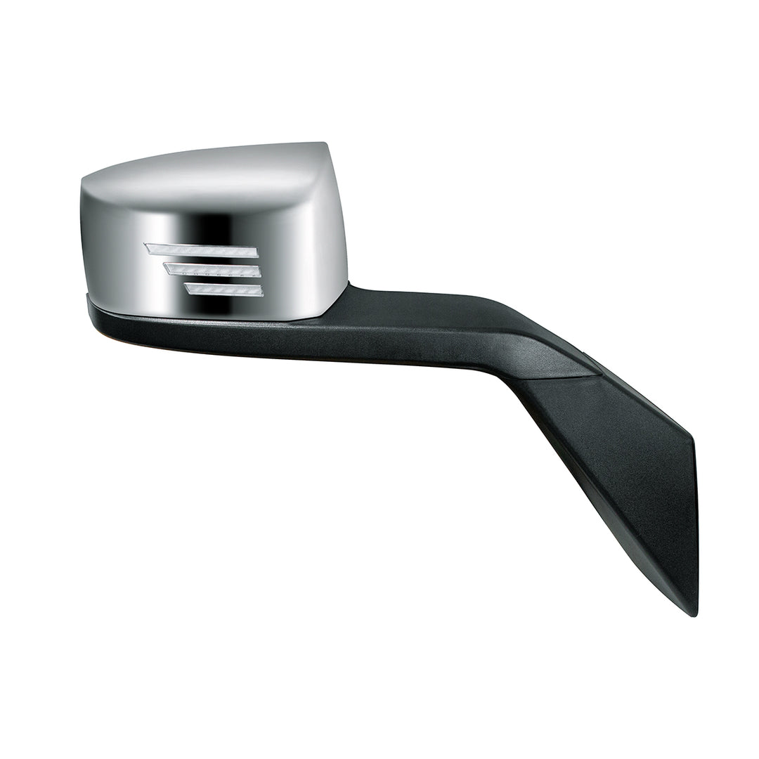 Chrome Hood Mirror Assembly With Sequential LED Turn Signal For 2004-2017 Volvo VNL - Passenger