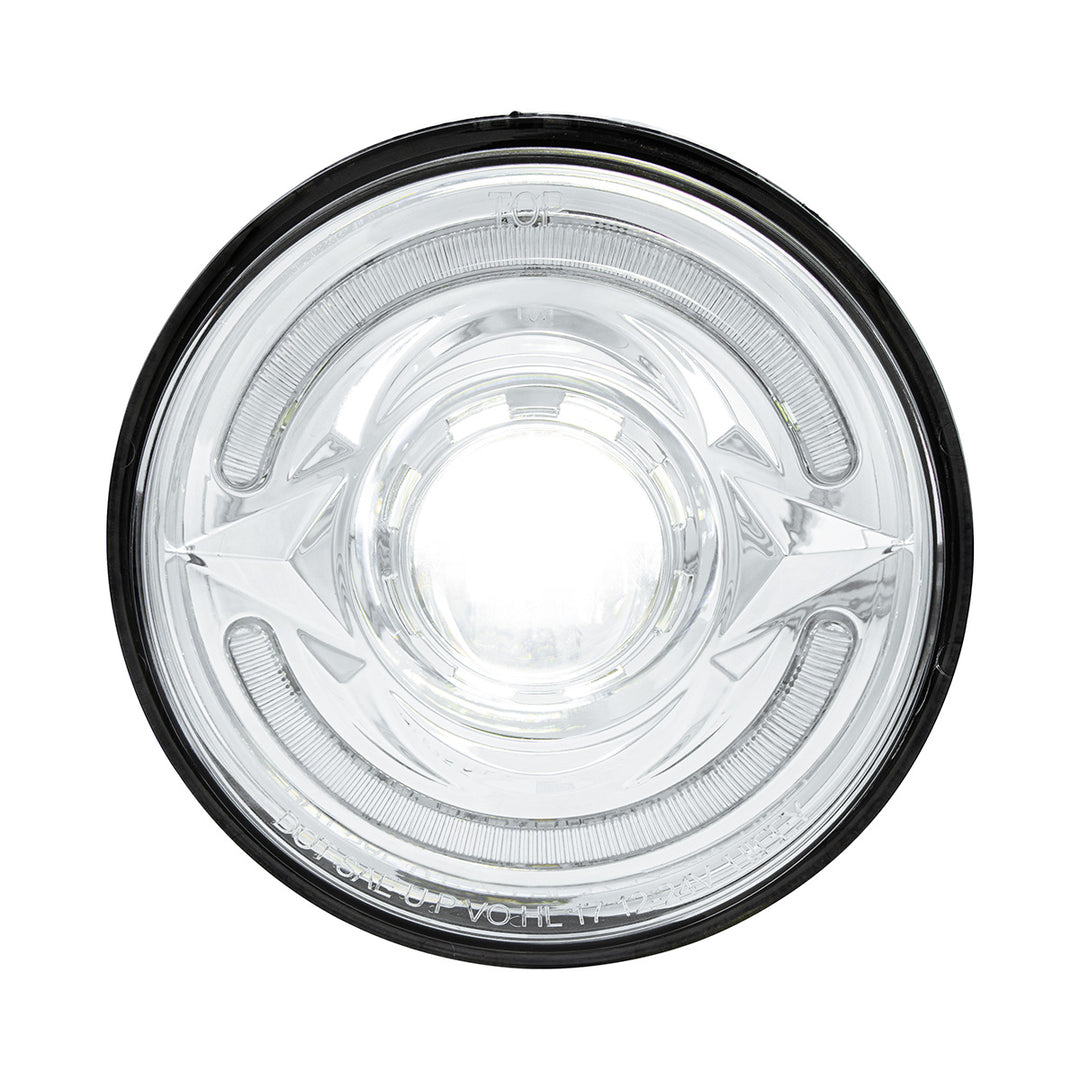ULTRALIT - LED 5-3/4" Round Headlight With 60 LED Dual Color Light Bar, Amber &amp; White LED - Low Beam