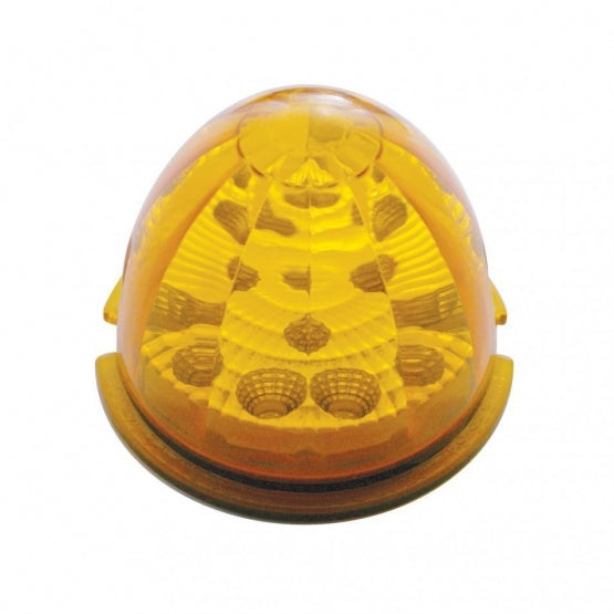 Fog Light Cover With Amber LED Reflector Watermelon Light &amp; Visor For 2007-17 KW T660 - Driver - Amber Lens