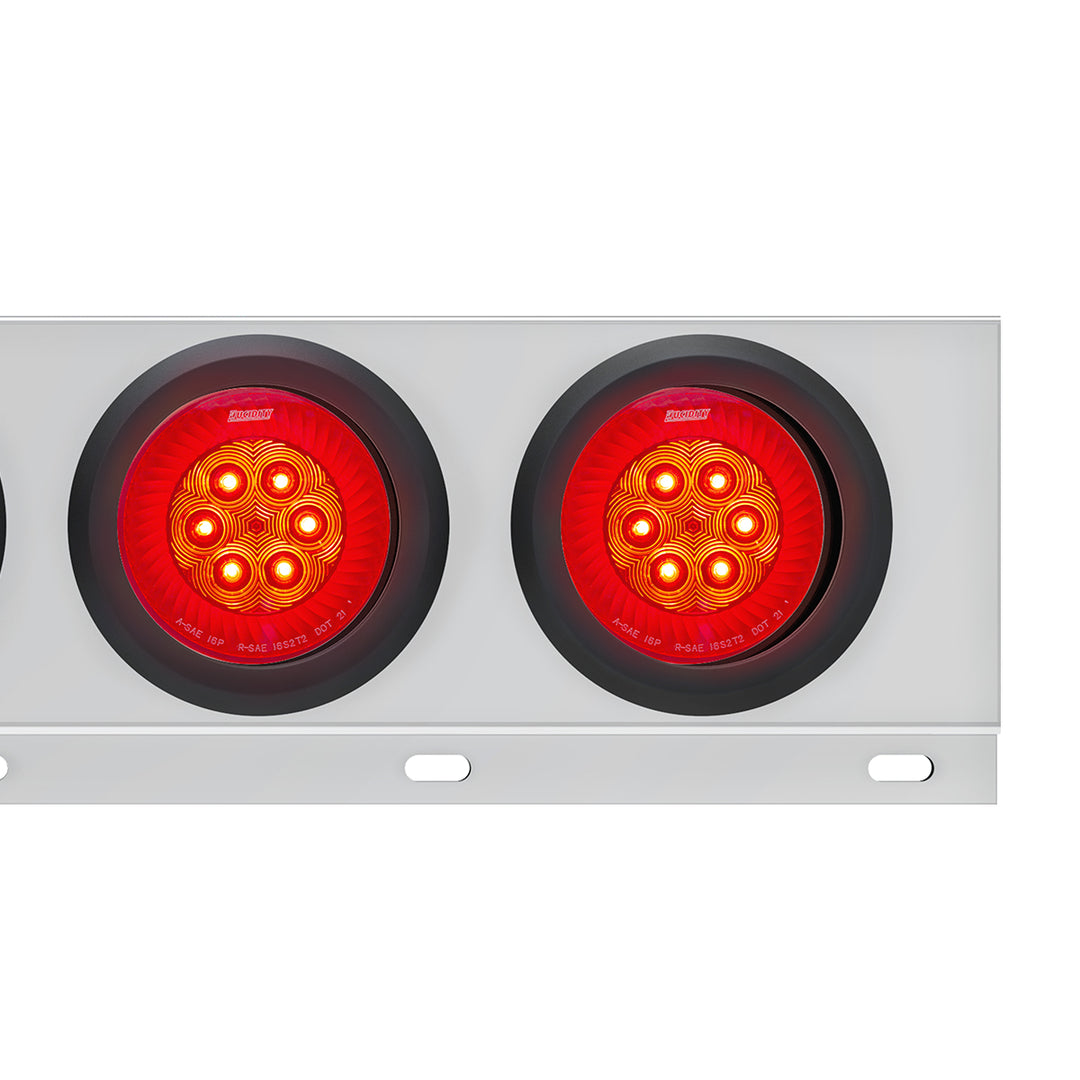 3-3/4" Bolt Pattern Stainless Steel Spring Loaded Bar With 6 x 4" 16 LED Turbine Lights - Red LED/Red Lens (Pair)