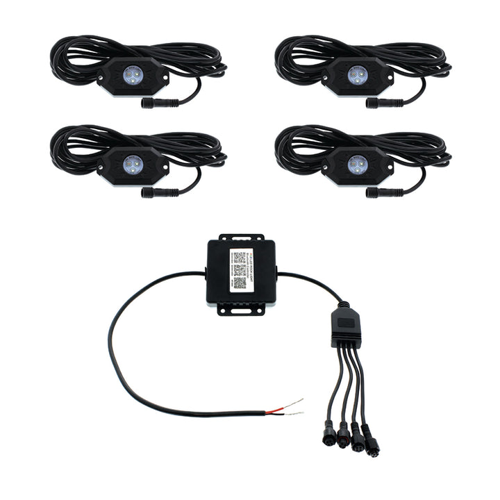 RGB Multi - Color 500 Lumen LED Rock Light 4 - Piece Kit