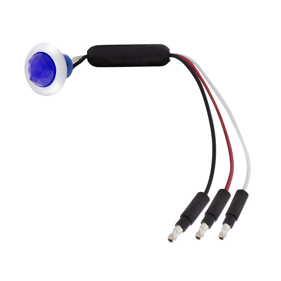 3 LED Dual Function 3/4" Mini Light (Clearance/Marker) With Crystal Lens - Blue LED/Blue Lens