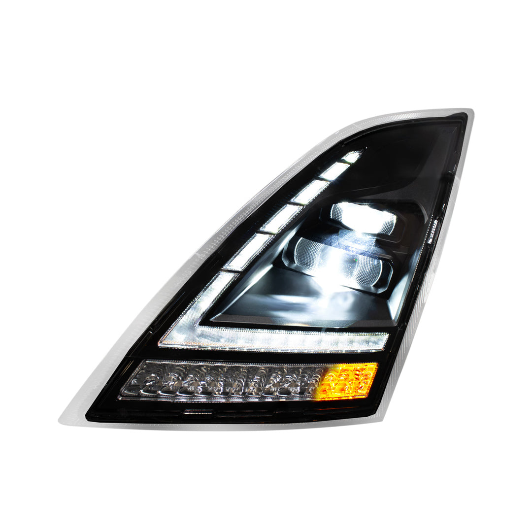 Blackout Full LED Headlight With Switchable Sequential Turn Signal. 2018-2024 Volvo VNL - Driver