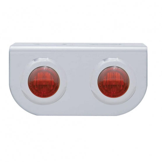 Stainless Light Bracket With 2 x 3 LED 3/4" Mini Lights - Red LED/Red Lens