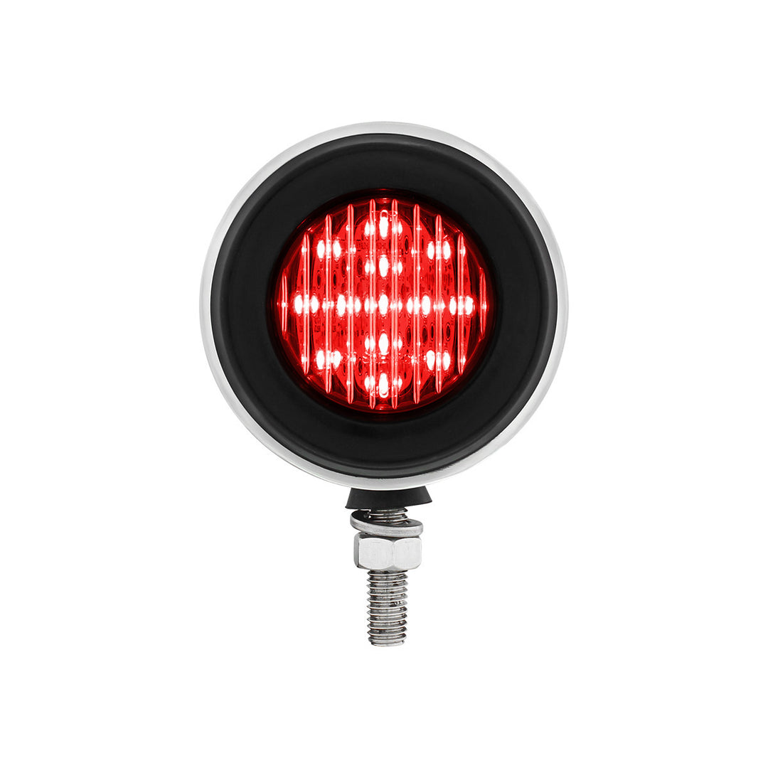 Stainless 2-1/2" Double Face Light With LED Lights &amp; Grommets - Amber &amp; Red LED/Amber &amp; Red Lens