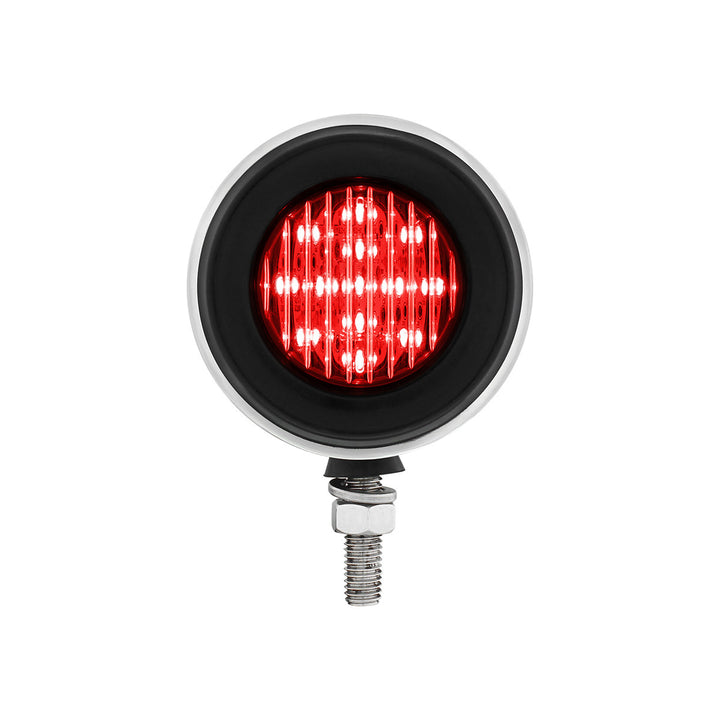 Stainless 2-1/2" Double Face Light With LED Lights &amp; Grommets - Amber &amp; Red LED/Amber &amp; Red Lens