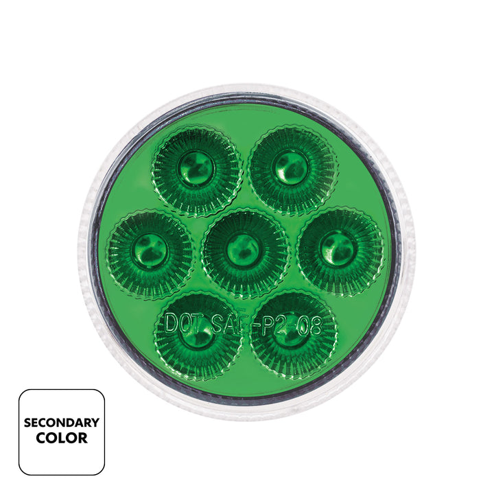 7 LED 2" Round Double Fury Light (Clearance/Marker) - Amber &amp; Green LED/Clear Lens