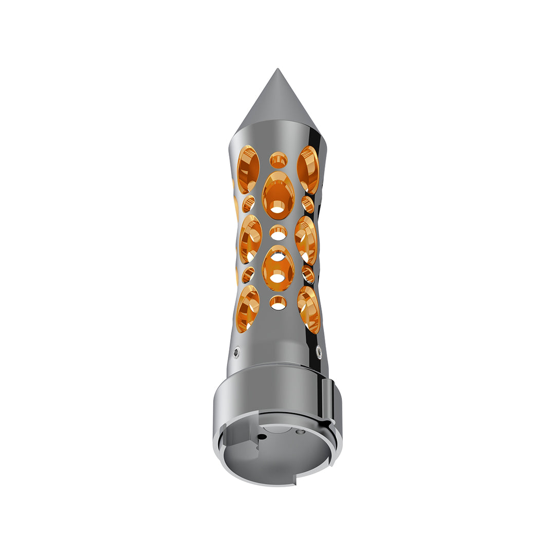 Thread-On Daytona Style Spike Gearshift Knob With LED 9/10 Speed Adapter - Chrome/Amber LED