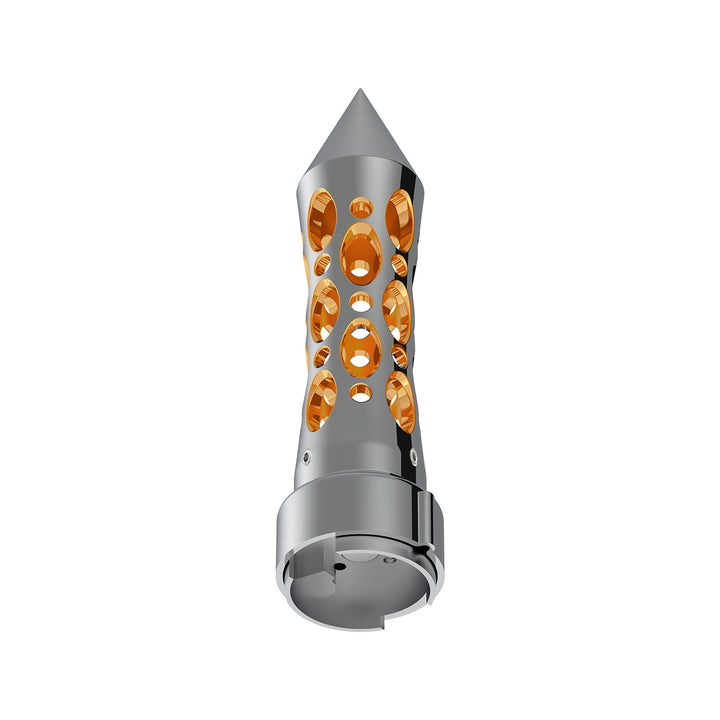 Thread-On Daytona Style Spike Gearshift Knob With LED 9/10 Speed Adapter - Chrome/Amber LED