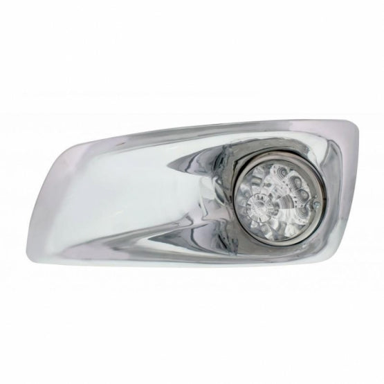 Fog Light Cover With 17 Amber LED Reflector Watermelon Lights For 2007-17 KW T660 - Driver - Clear Lens