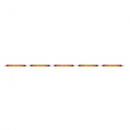 94" Stainless Light Bracket With 5X 11 LED 17" Light Bars & Bezels - Amber LED/Amber Lens