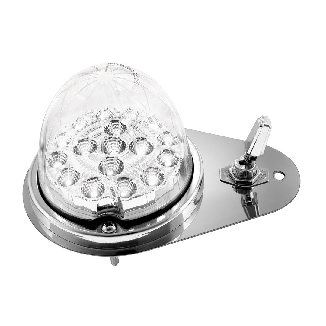304 Stainless Steel Above Door Dome Light Kit W/ 17 LED Double Fury Watermelon For 1994-2025 KW W900 - Amber &amp; White LED