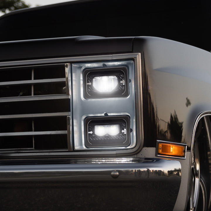 ULTRALIT - Heated 4" x 6" LED Headlight With Glass Lens &amp; Aluminum Housing - High Beam - Black