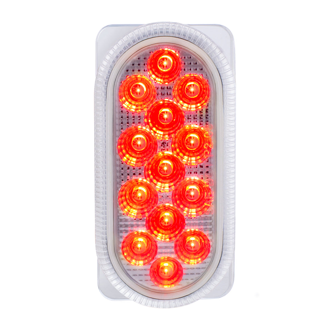 26 LED Dual Function Reflector Double Face Oval Light With Stainless Steel Bracket - Amber &amp; Red LED/Clear Lens