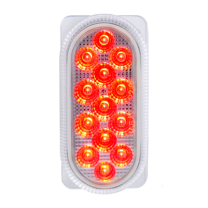 26 LED Dual Function Reflector Double Face Oval Light With Stainless Steel Bracket - Amber &amp; Red LED/Clear Lens