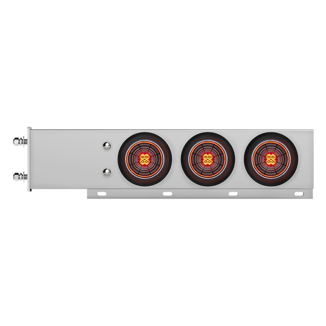 3-3/4" Bolt Pattern Chrome Spring Loaded Bar With 6 x 4" 13 Red LED Abyss Lights - Clear Lens (Pair)