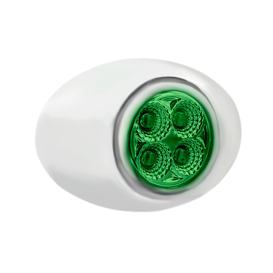 4 LED Double Fury Light (Clearance/Marker) - Amber &amp; Green LED/Clear Lens