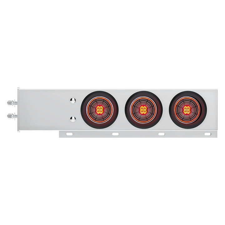 2" Bolt Pattern Stainless Steel Spring Loaded Bar With 6 x 4" 13 LED Abyss Lights - Red LED/Clear Lens (Pair)