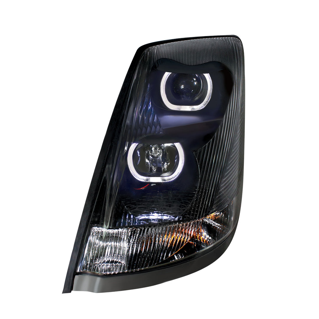 Blackout Projection Headlight With White LED Light Bar For 2003-2017 Volvo VN/VNL - Driver