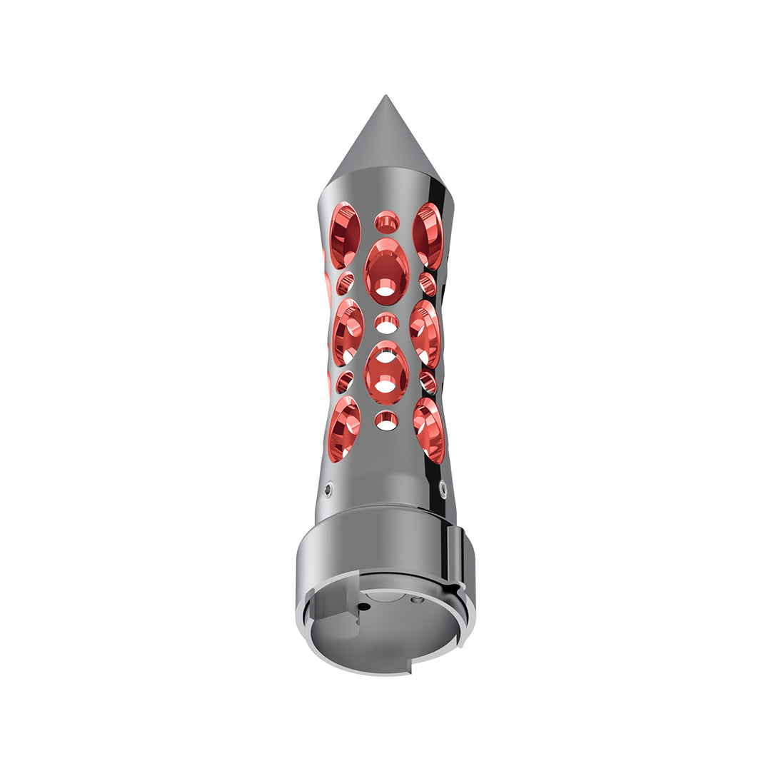 Thread-On Daytona Style Spike Gearshift Knob With LED 9/10 Speed Adapter - Chrome/Red LED