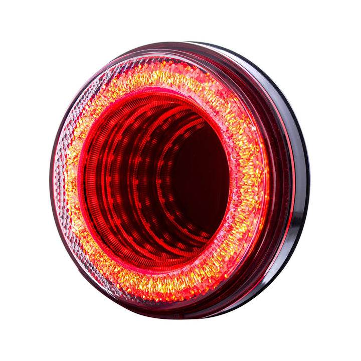 24 LED 4" Round Mirage Light (Stop, Turn &amp; Tail) - Red LED/Clear Lens