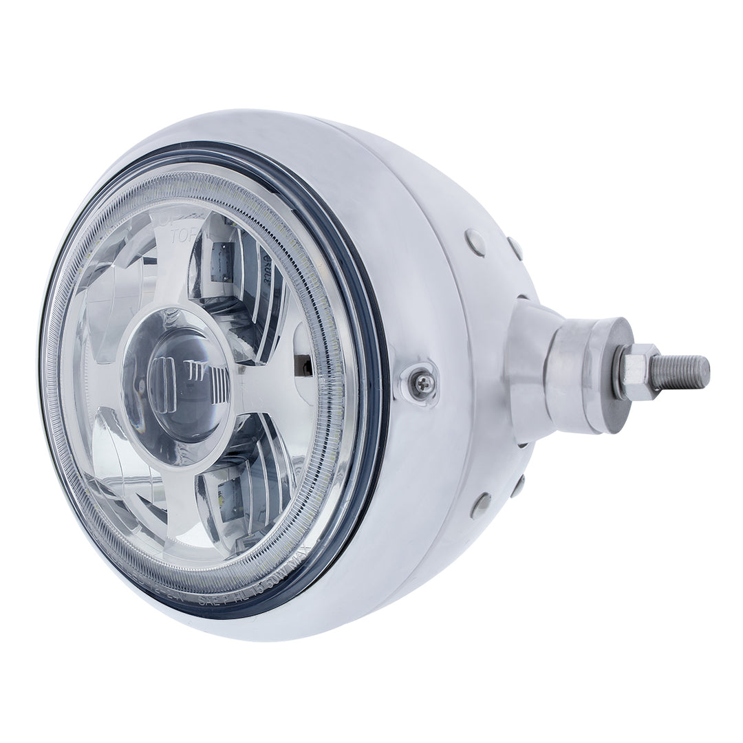 Stainless Steel Guide 682-C Style Headlight Assembly W/LED Headlight &amp; Dual Color Position Light - R/H (Horizontal Mount)